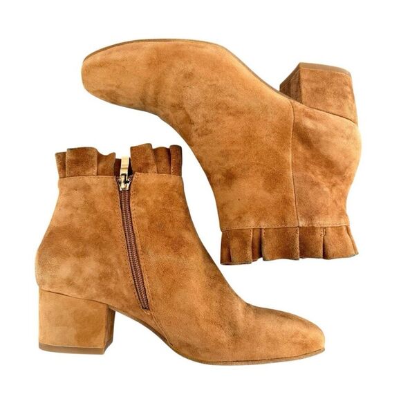 Silent D Suede Boots Ankle Booties Honey Womens EU 39 US 8-8.5 Ruffle Gold Brown - Picture 9 of 13